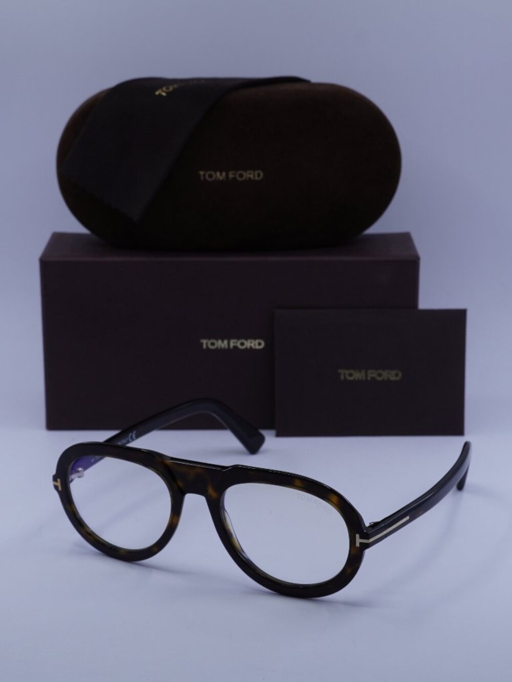 Tom Ford FT5845-B 001 Aviator Eyeglasses - Havana / Blue Light Block